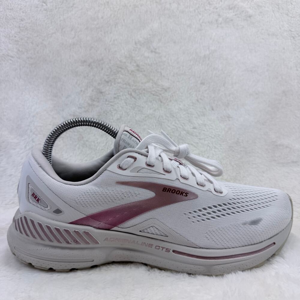 Brooks Adrenaline GTS 23 Womens Running Shoes White Pink Size 9.5 1203811B197
